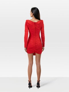 Alex Perry Red Ruched Long Sleeve Bodycon Dress Size XXL