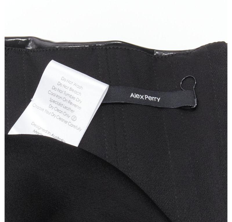ALEX PERRY Runway Deacon black vinyl latek ruched strapless dress UK6 XS 5