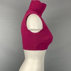ALEX PERRY Size 6 Raspberry Stretch Crepe Blake Turtleneck Crop Top