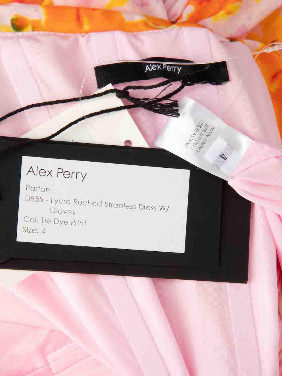Alex Perry Tie Dye gerafftes Partonkleid mit Handschuhen Größe XXS Damen im Angebot