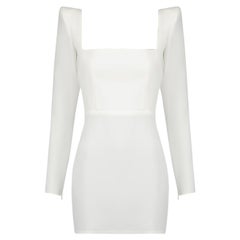 Alex Perry White Aaron Square Neck Mini Dress Size S