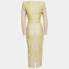Alex Perry Yellow/Lilac Croc Print Jersey Midi Dress L