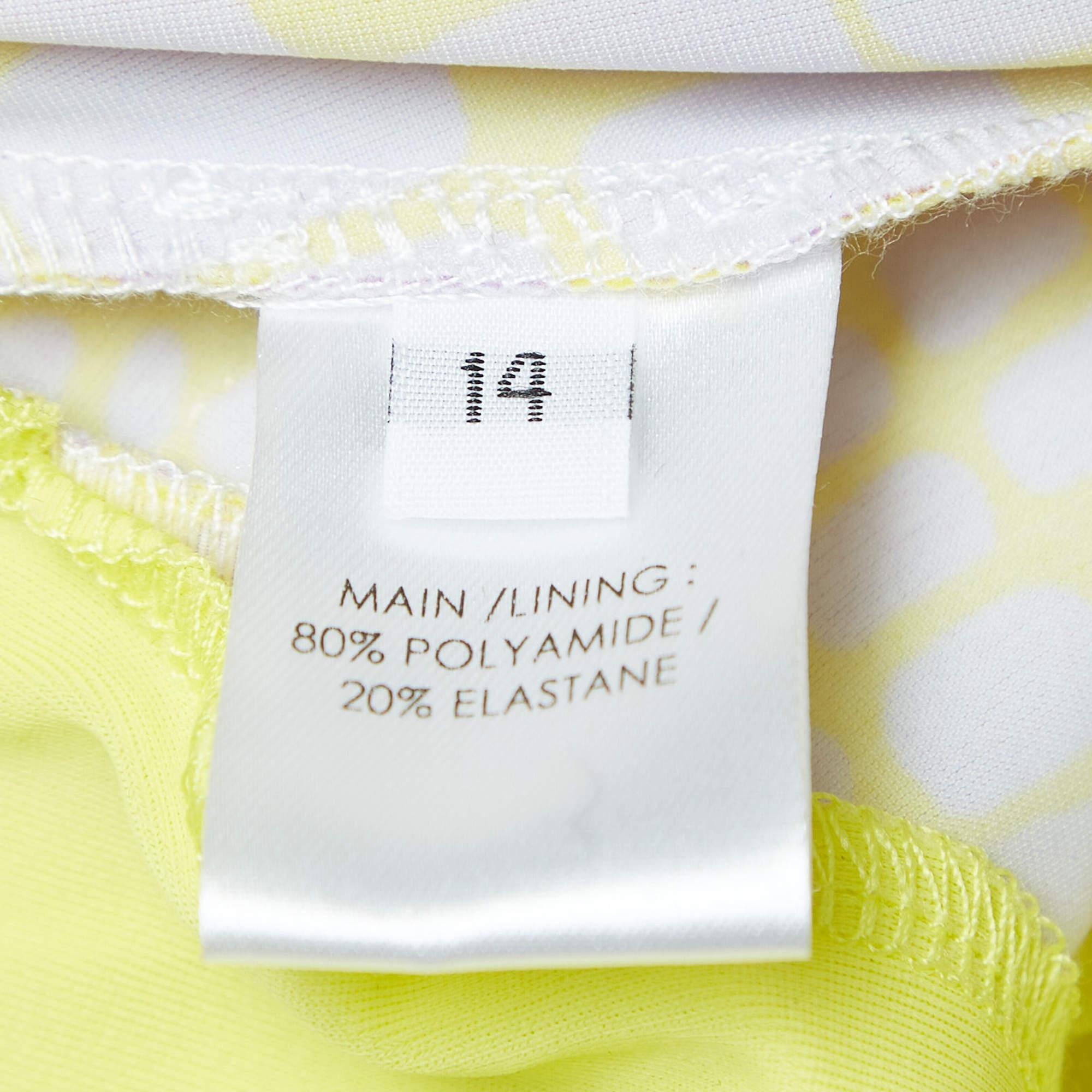 Women's Alex Perry Yellow/Lilac Croc Print Jersey Midi Dress L For Sale