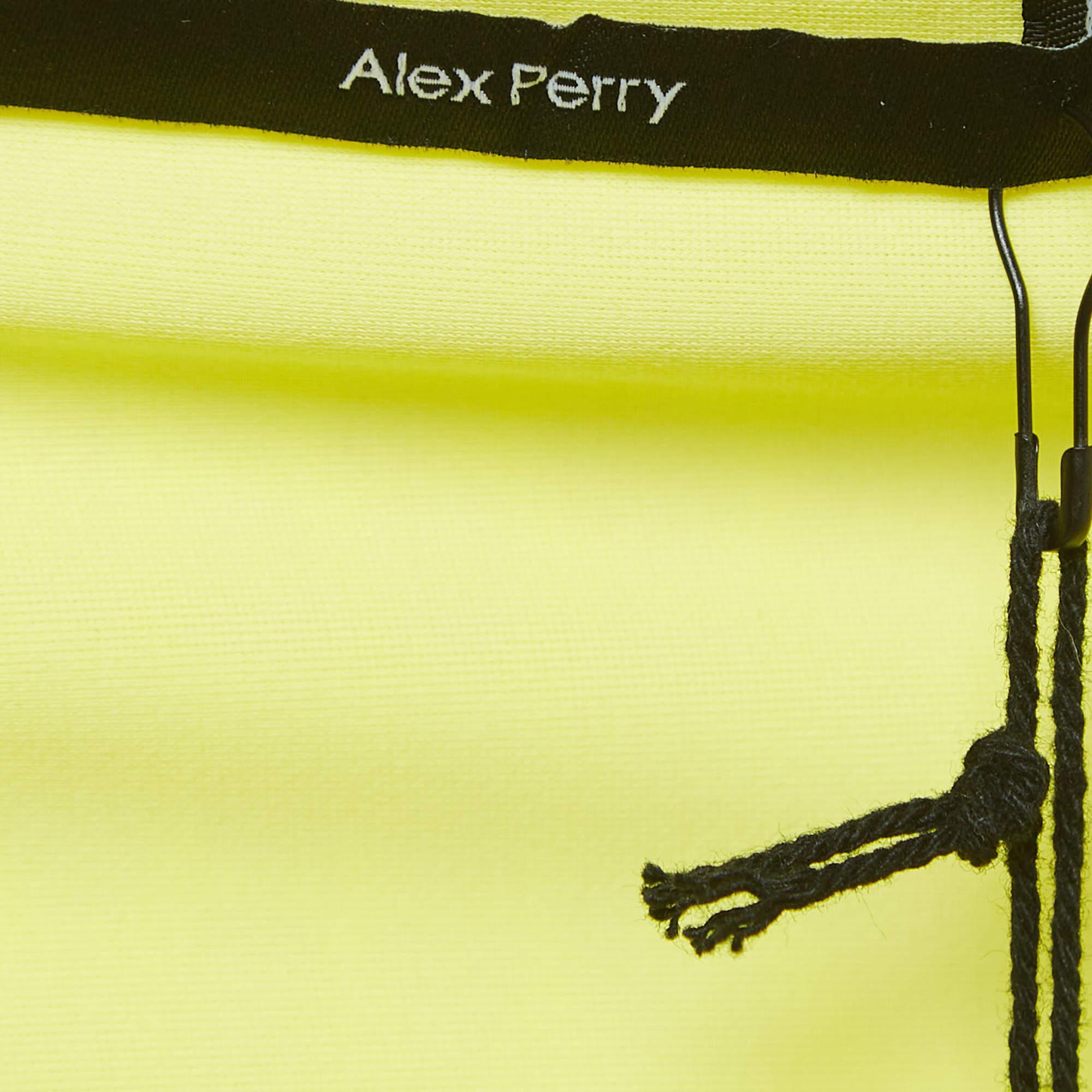 Alex Perry Yellow/Lilac Croc Print Jersey Midi Dress L For Sale 1