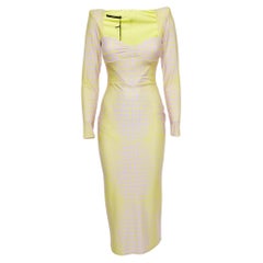 Robe midi Alex Perry en jersey imprimé croco jaune/lilas L