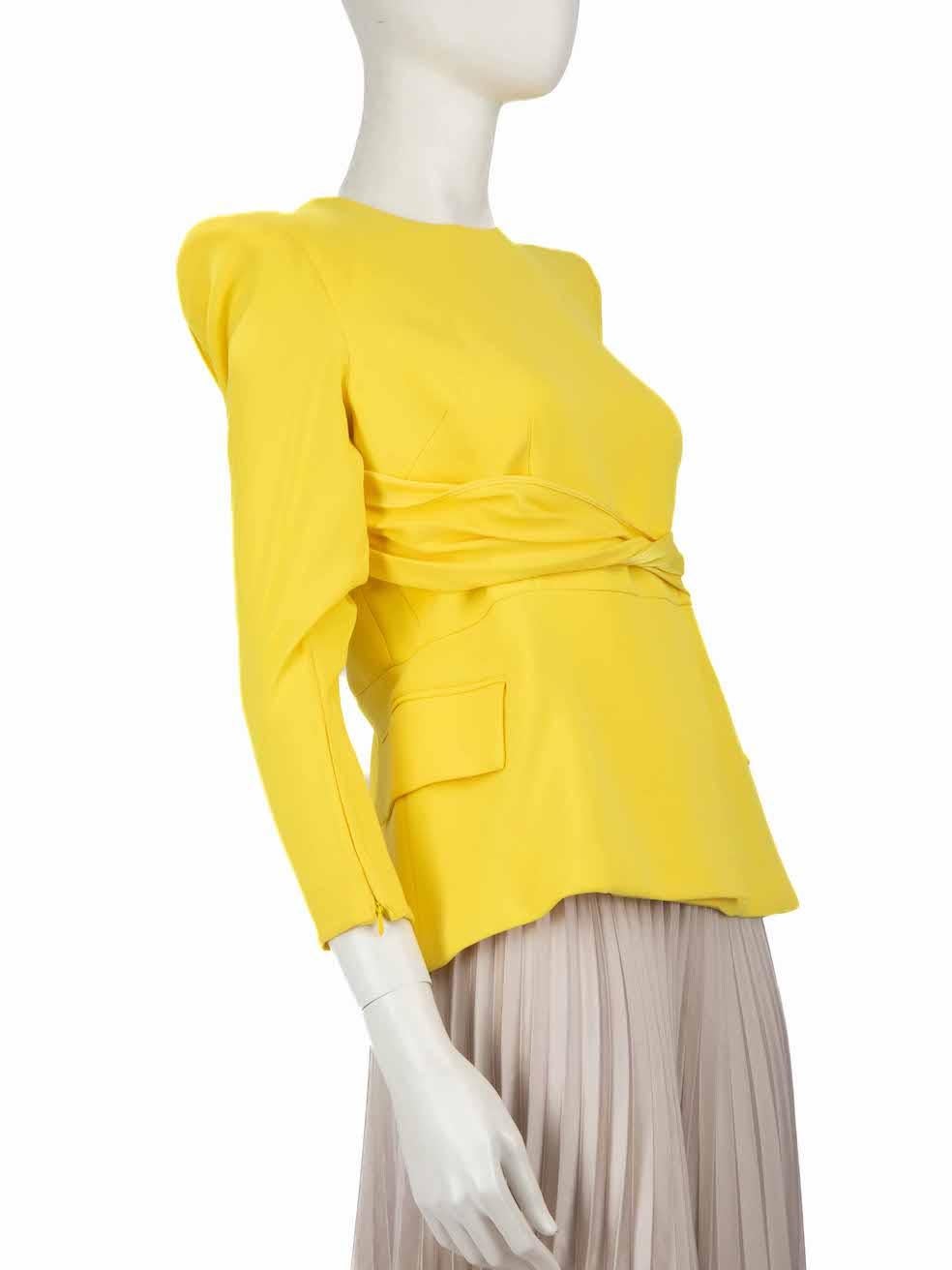 CONDITION is Good. Minor wear to the blouse is evident. Small pull to thread to the front right, front left armhole, front bottom-left, left sleeve, to both cuffs and rear bottom-left. Light marks to the front bottom, right sleeve, right cuff, rear
