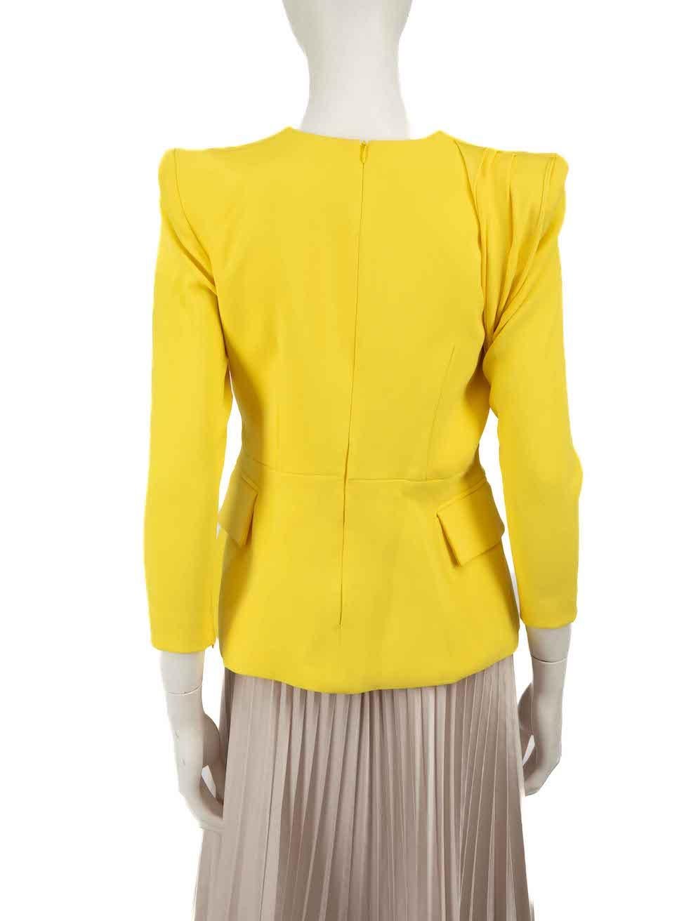 Alex Perry Yellow Strap Detail Long Sleeve Top Size M In Good Condition For Sale In London, GB