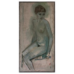 Alex Portner Nude Study Oil on Canvas Dated 1966