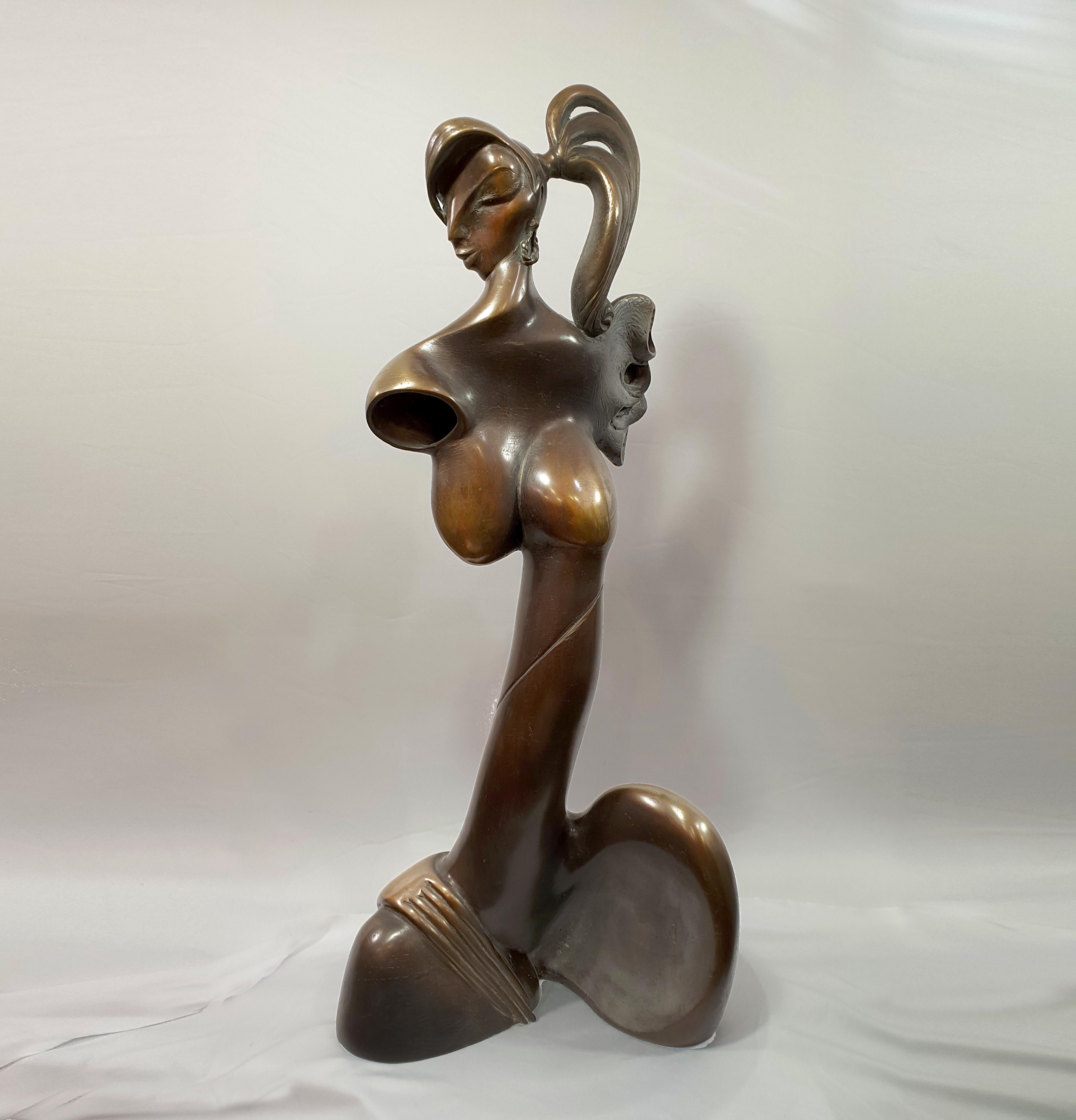 Alex Radionov Figurative Sculpture - Butterfly. Cast bronze female body sculpture, unique