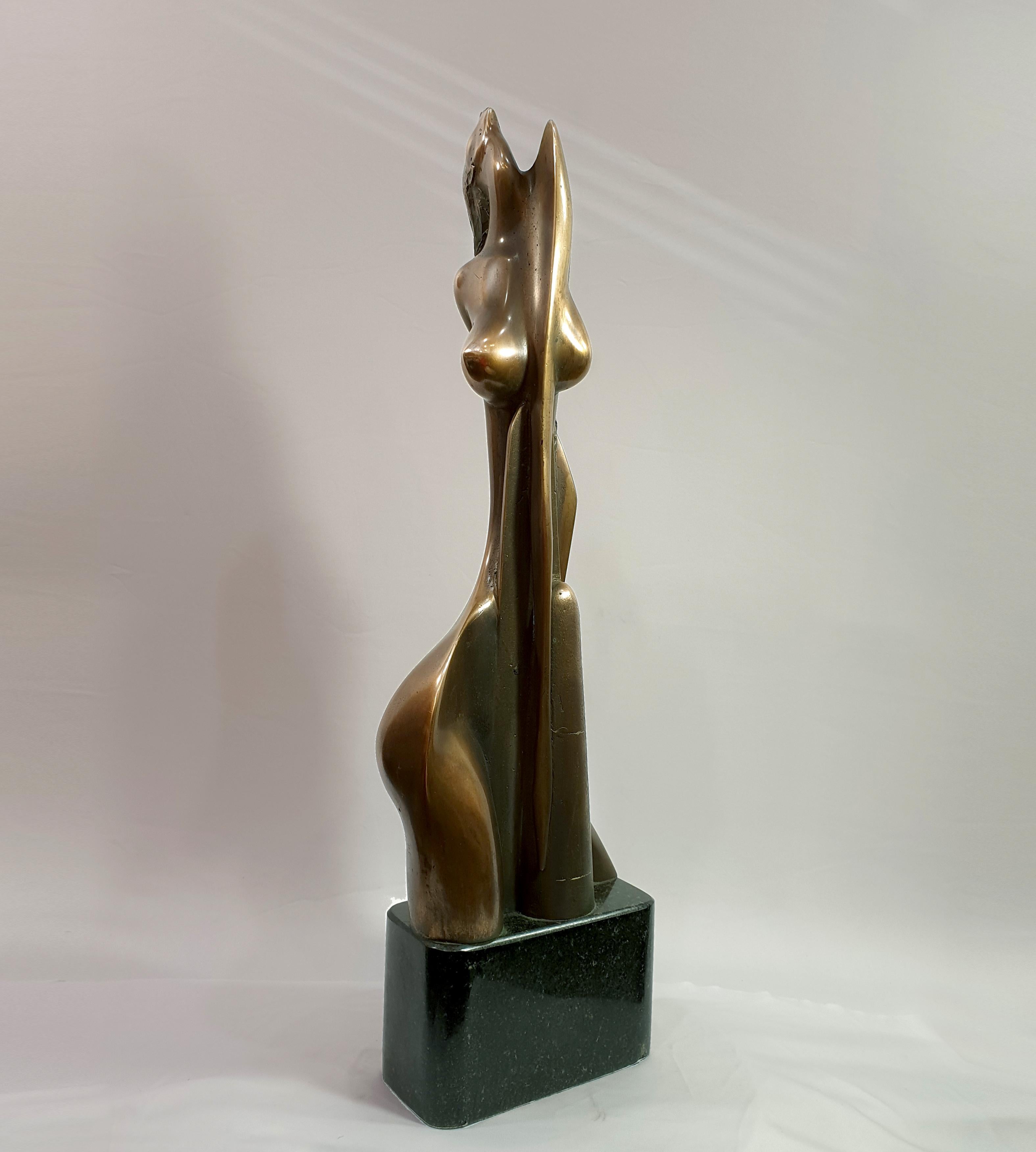Morning Grirl. solid bronze sculpture, vintage