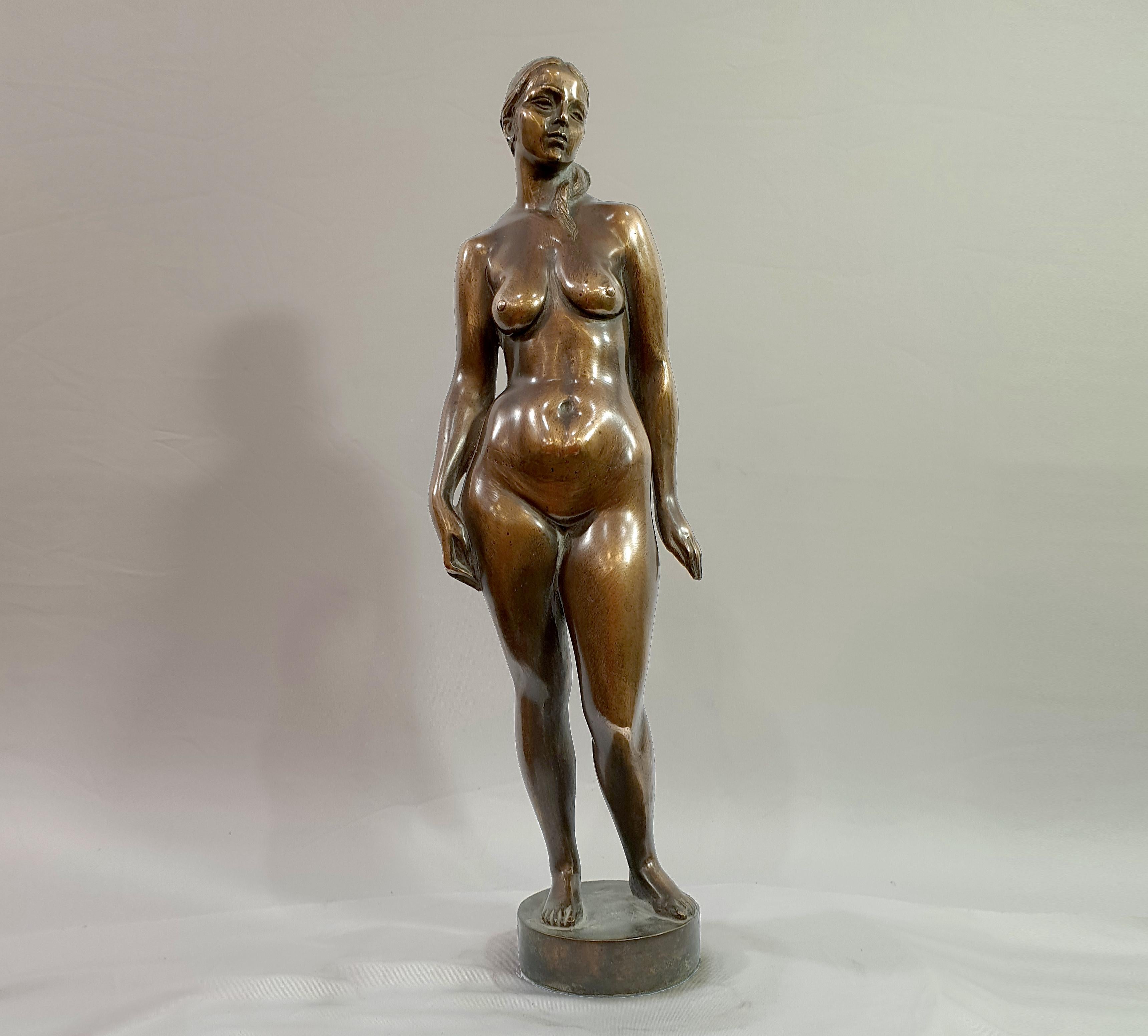 Nude model. vintage collectible sculpture, cast bronze, 1987