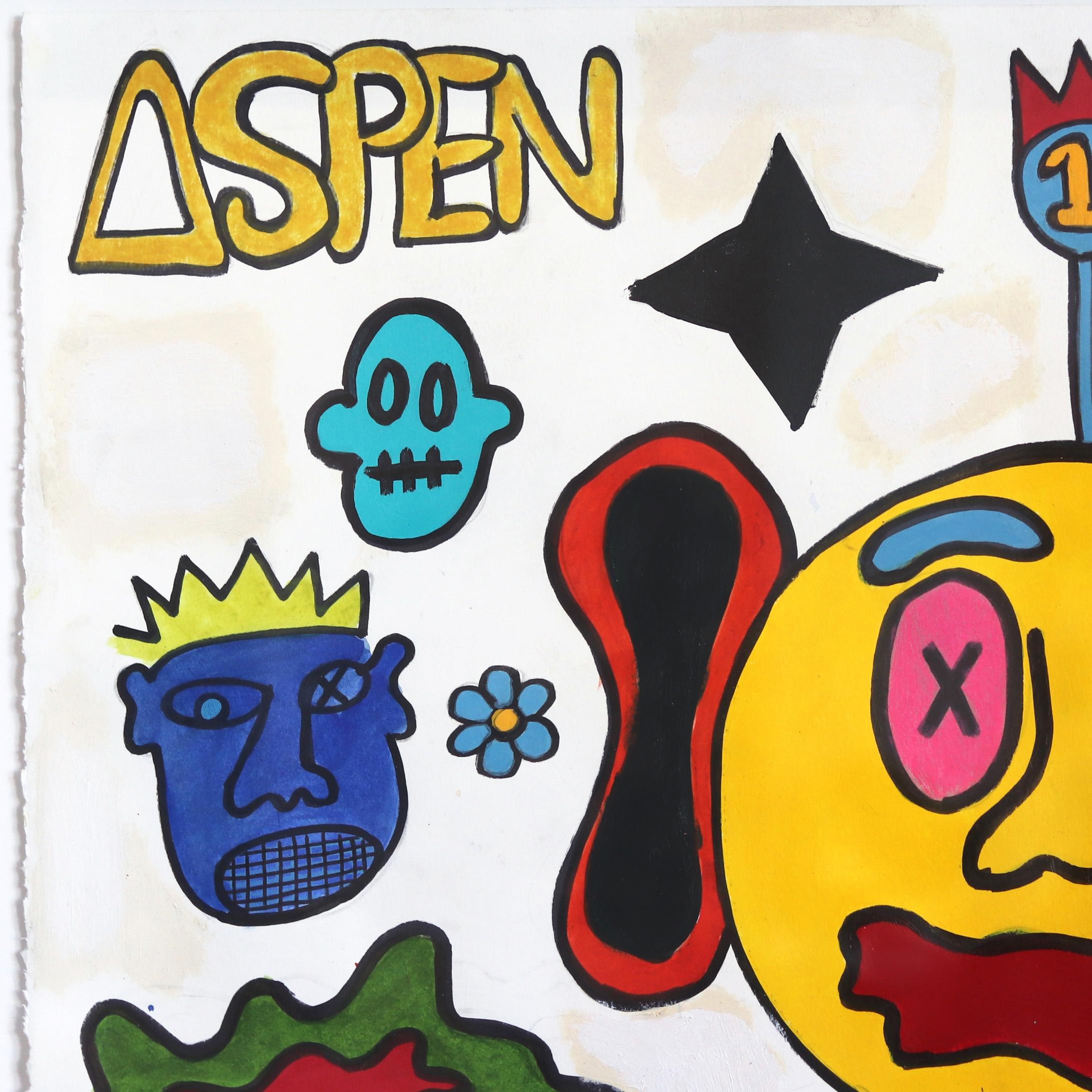 Aspen to LA – Buntes, figuratives, abstraktes, gerahmtes Original-Street-Kunstgemälde (Streetart), Painting, von Alex Reagan