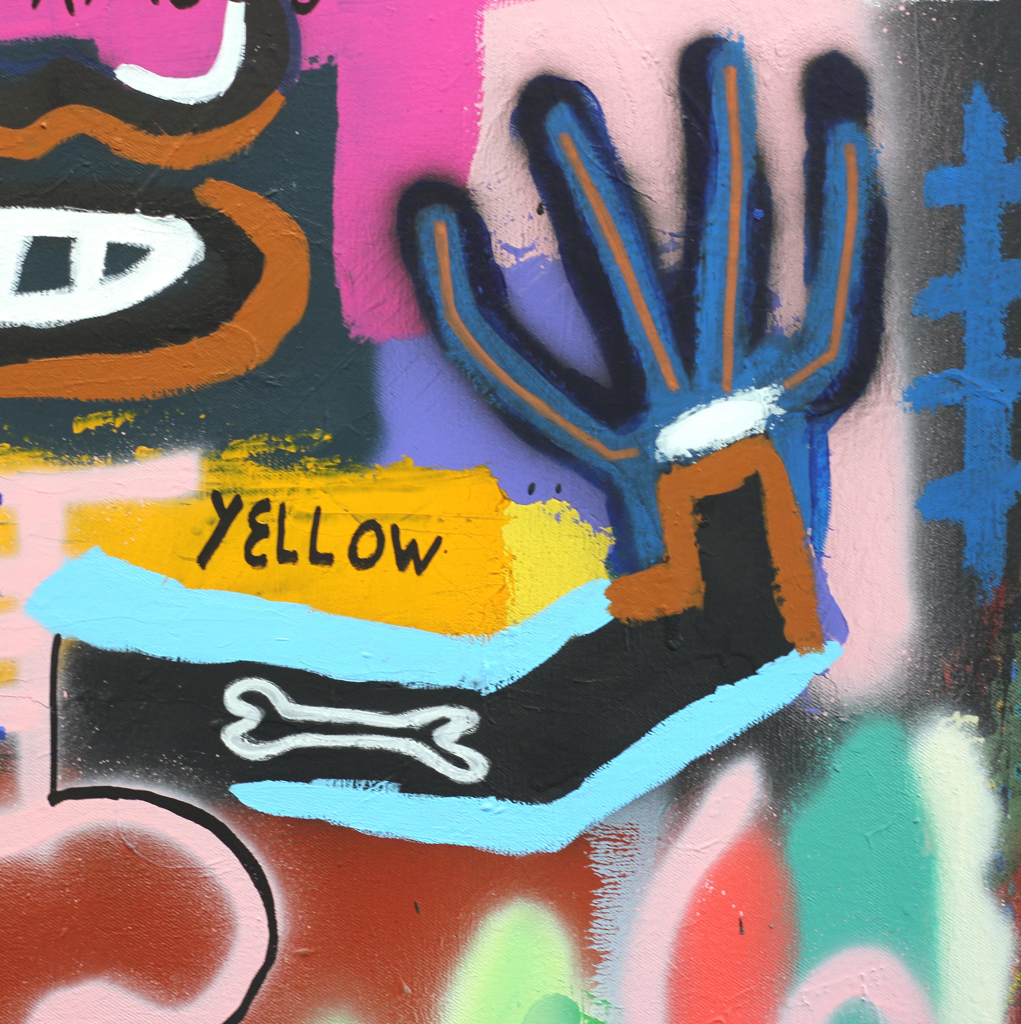 Placement - Basquiat Style Colorful Original Street Art Word Figure Painting en vente 3