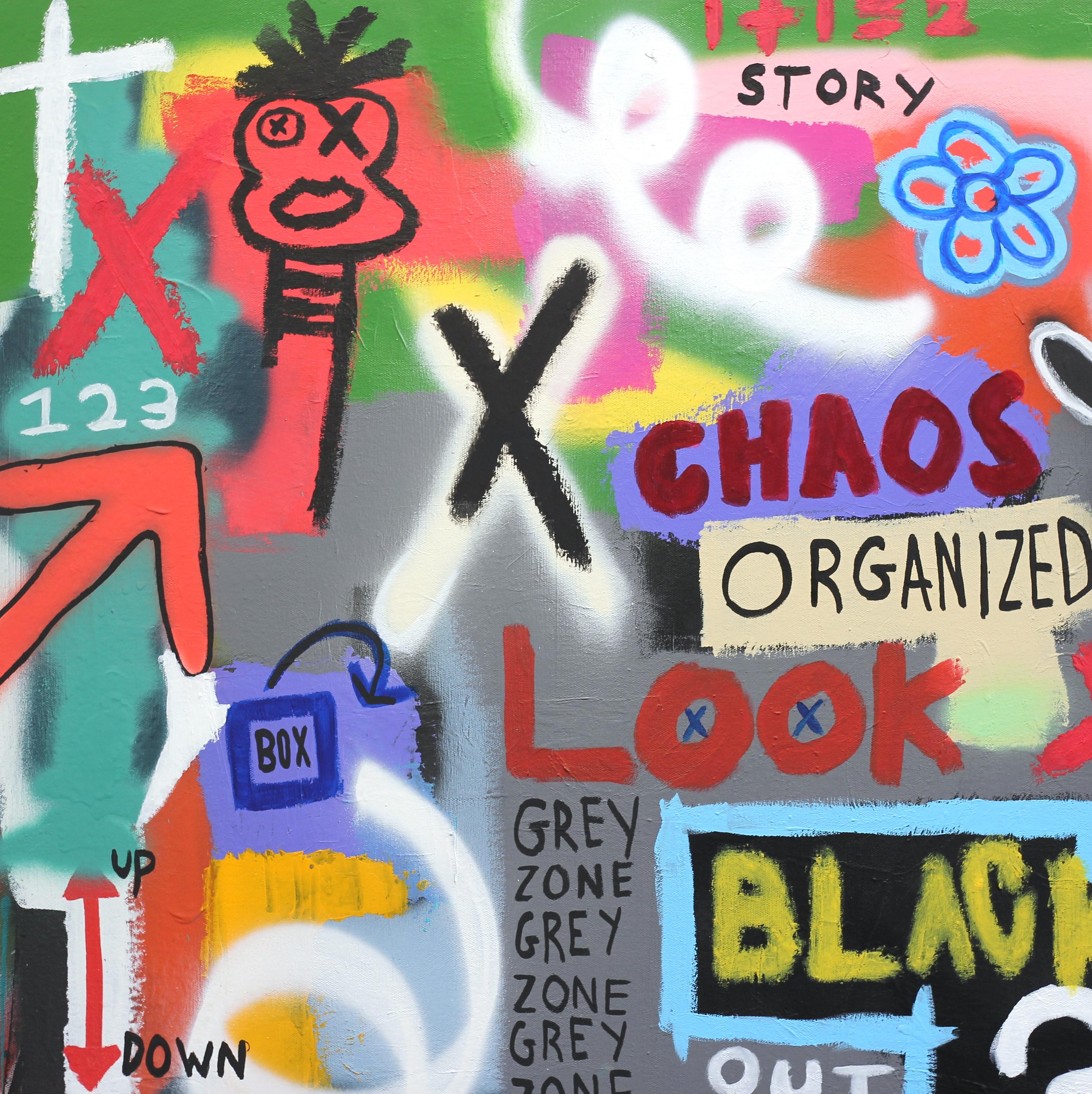 Placement - Basquiat Style Colorful Original Street Art Word Figure Painting en vente 4