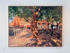 Tanzendes Licht, Sloane Square -Original-Ölgemälde einer Stadtlandschaft-zeitgenössische Kunst