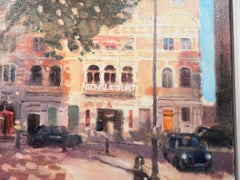 Sloan Square - peinture à l'huile originale d'un paysage urbain-œuvre d'art contemporain