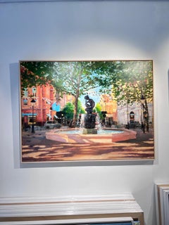 Sloane Square with Statue – original cityscape oil painting – contemporary art