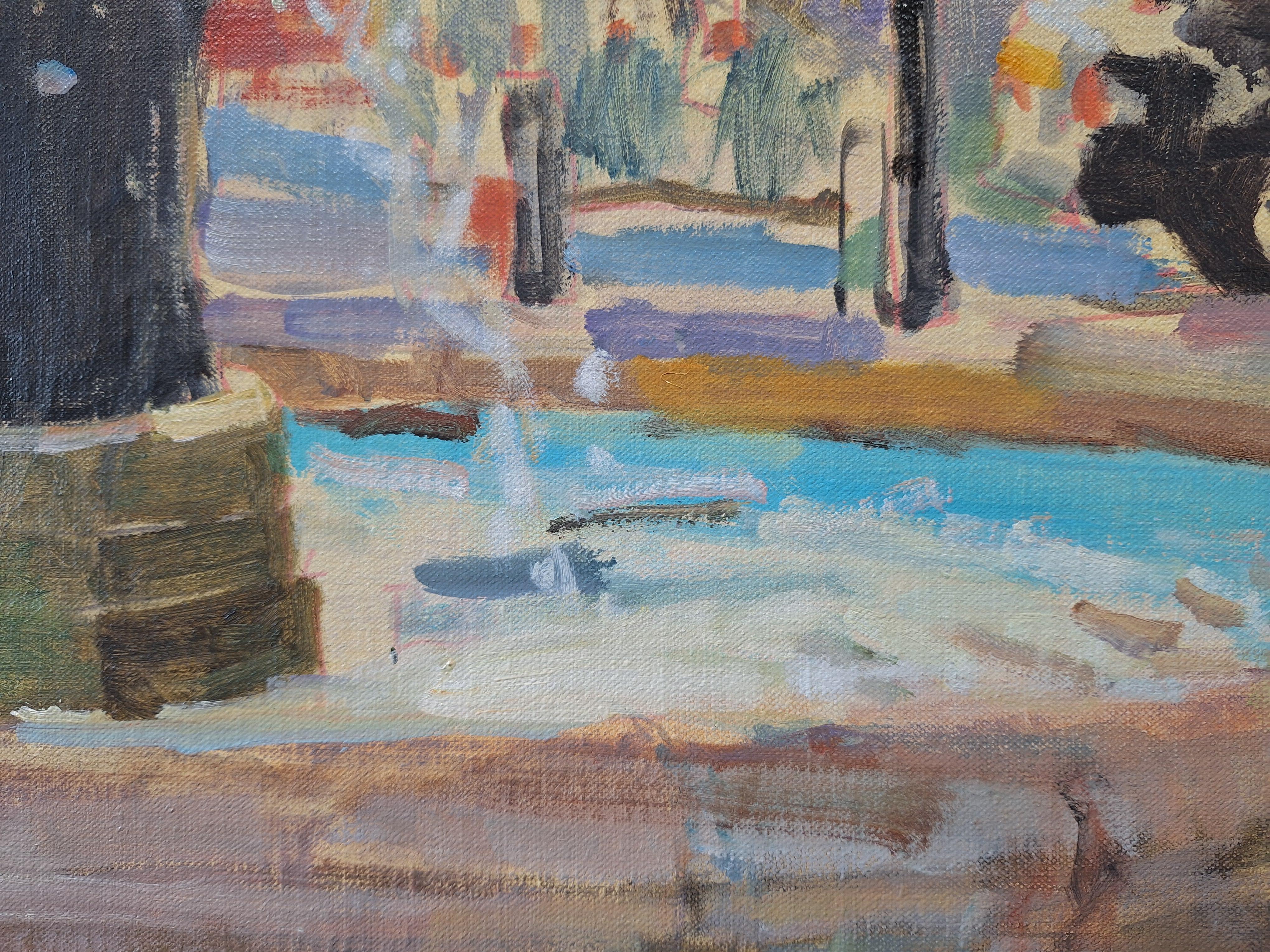 Venus, Sloane Square - pittura ad olio originale di paesaggio urbano - Arte contemporanea - Painting di Alex Rennie