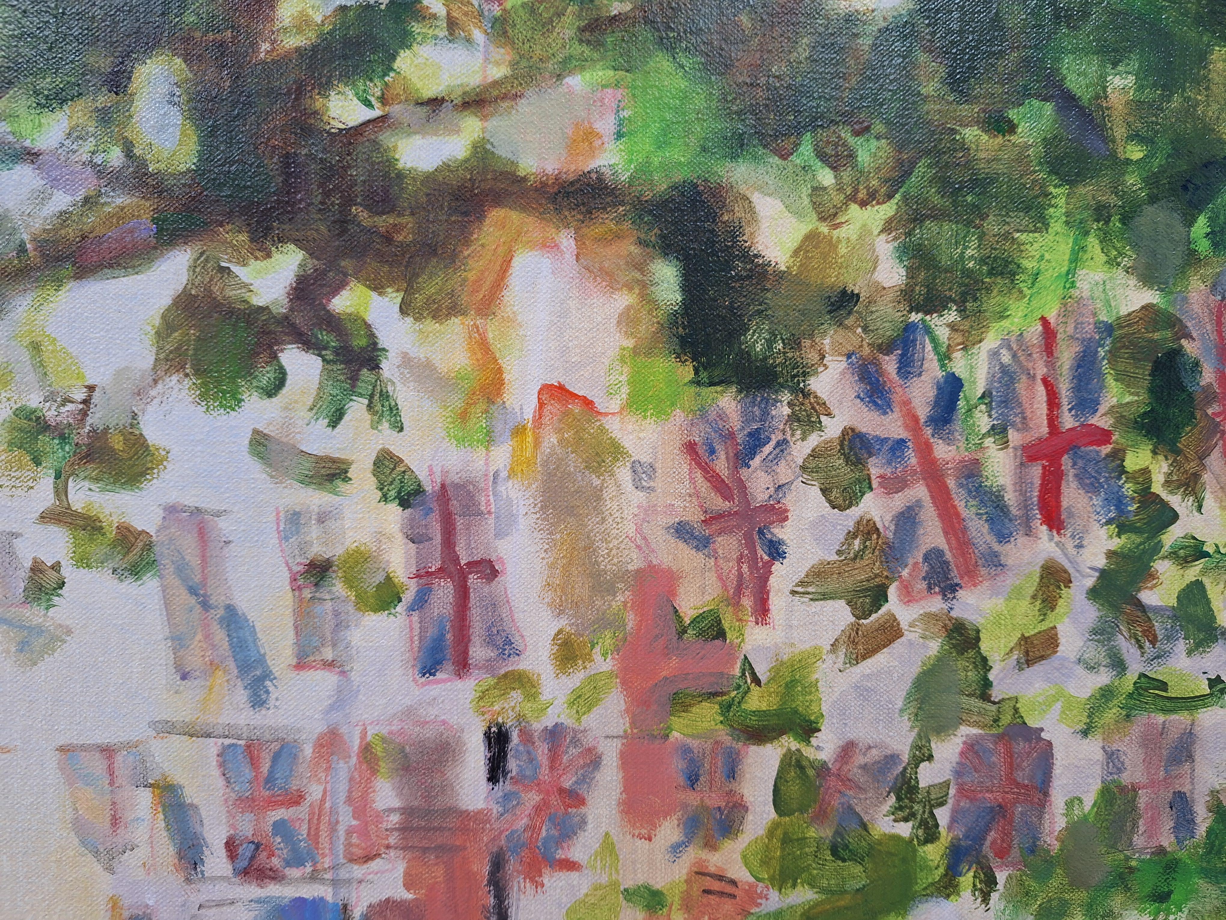 Venus, Sloane Square - pittura ad olio originale di paesaggio urbano - Arte contemporanea - Painting Impressionismo di Alex Rennie