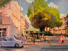 Wellington Square in Bloom -original cityscape oil painting-contemporary Art