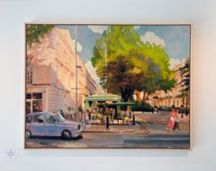 Wellington Square in Bloom -Original-Ölgemälde einer Stadtlandschaft-zeitgenössische Kunst
