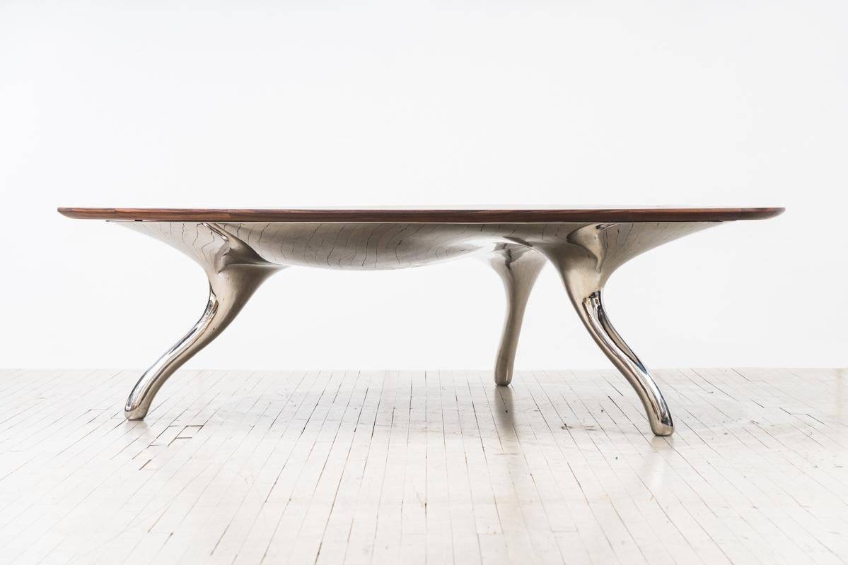 Stainless Steel Alex Roskin, Grand Asymmetric Dining Table, USA For Sale