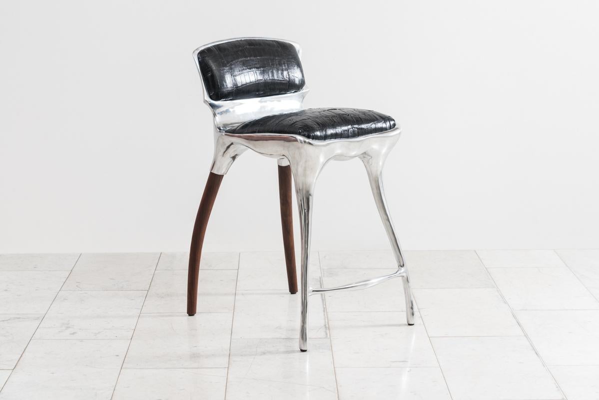 Alex Roskin, High Chair / Bar Stool in Aluminum, USA For Sale 4