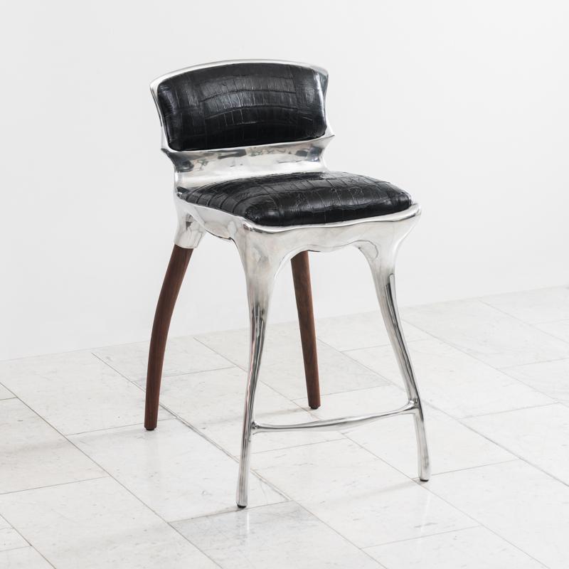 American Alex Roskin, High Chair / Bar Stool in Aluminum, USA For Sale