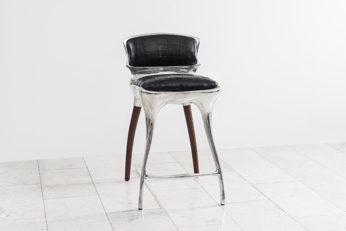 Alex Roskin, Silla alta / Taburete de bar de aluminio, EE.UU. Pulido en venta