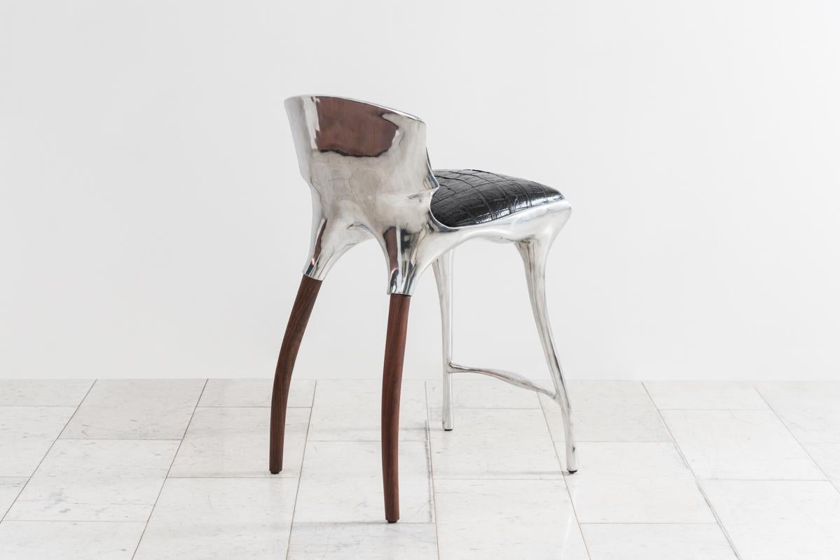 Alex Roskin, Silla alta / Taburete de bar de aluminio, EE.UU. en venta 2