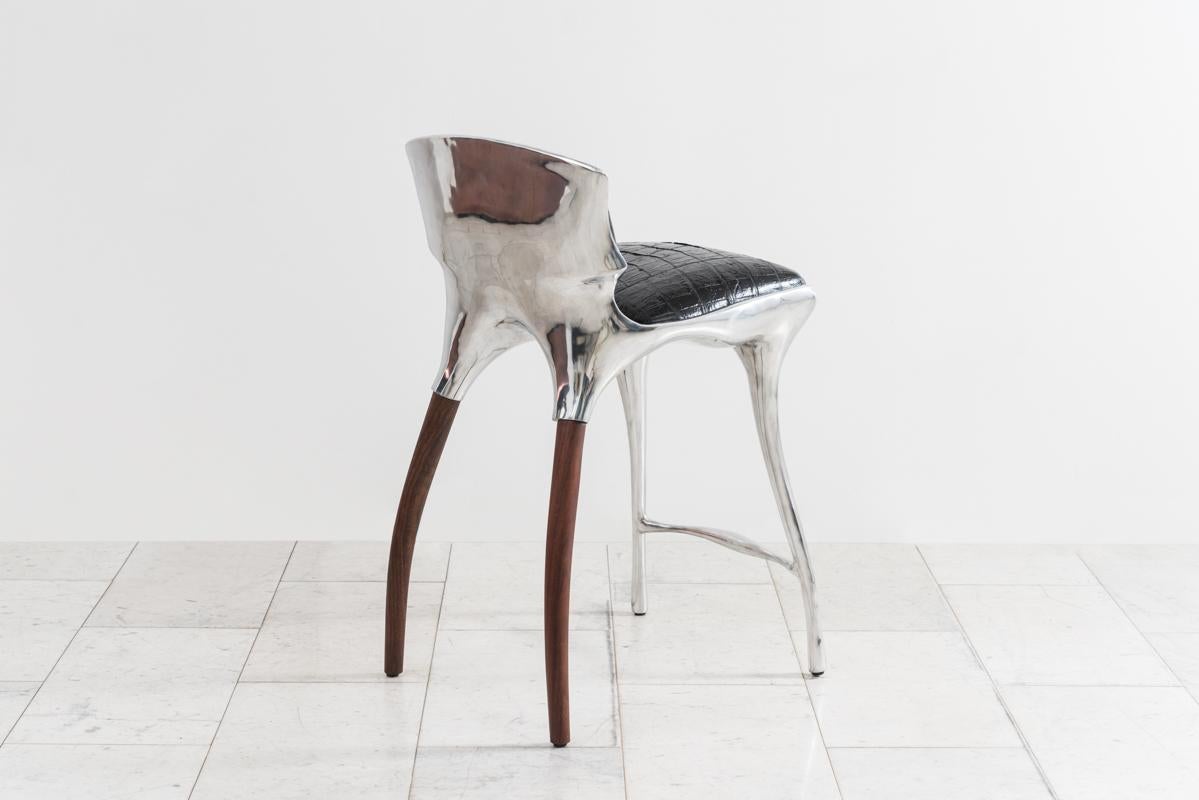 Alex Roskin, chaise haute / tabouret de bar en aluminium, États-Unis en vente 2