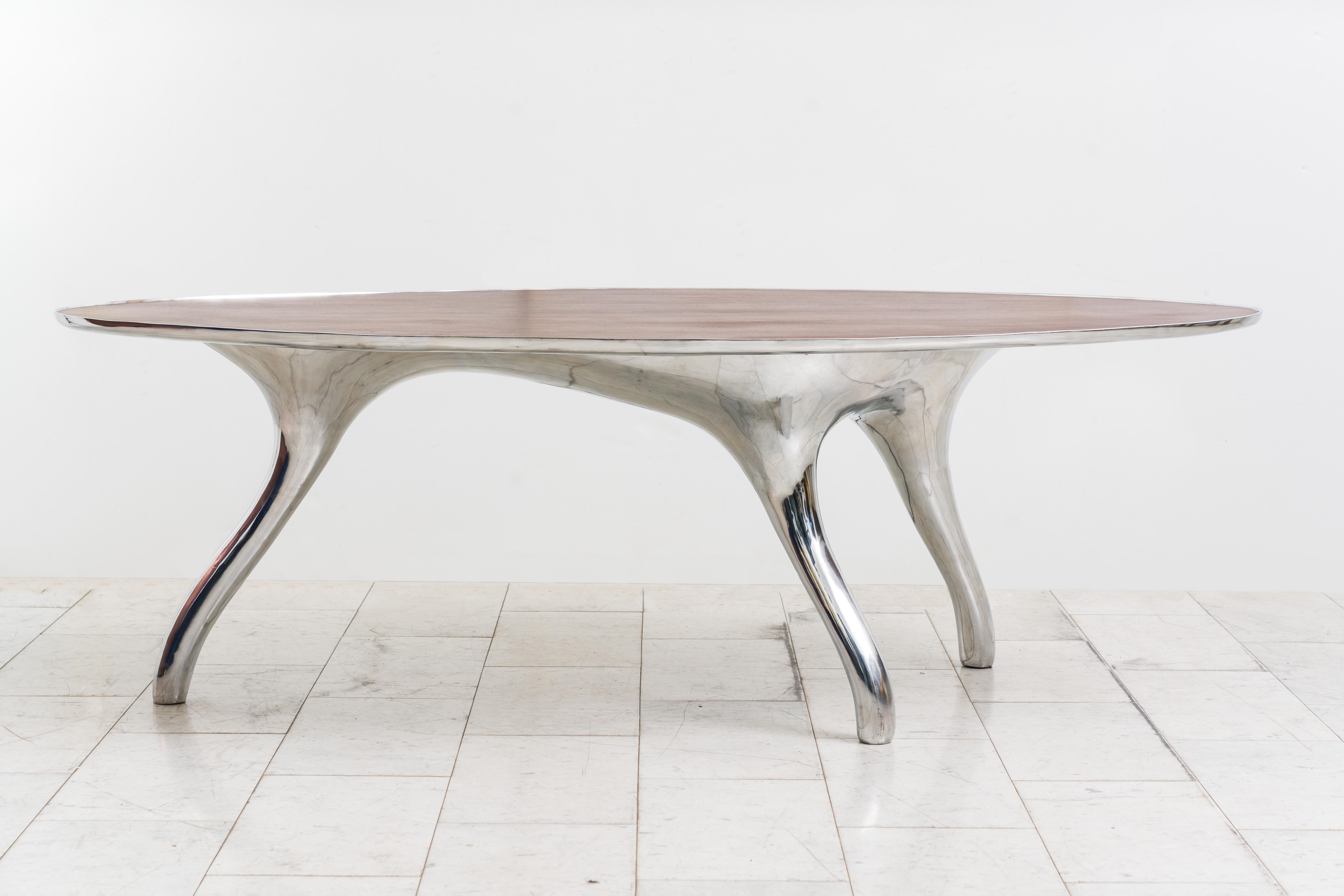 Modern Alex Roskin, Trois Jambes Table with Bezel Top, USA For Sale
