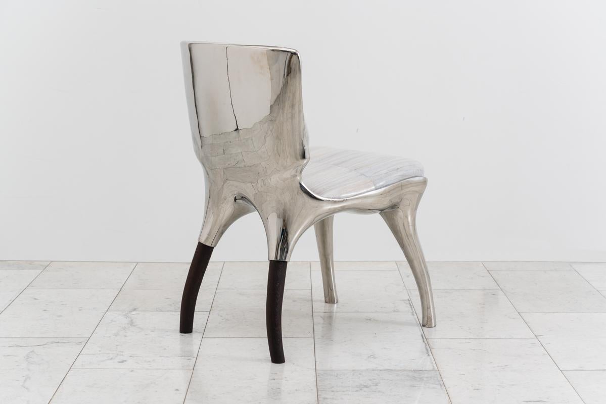 American Alex Roskin, Tusk Low Chair in Stainless Steel, USA For Sale