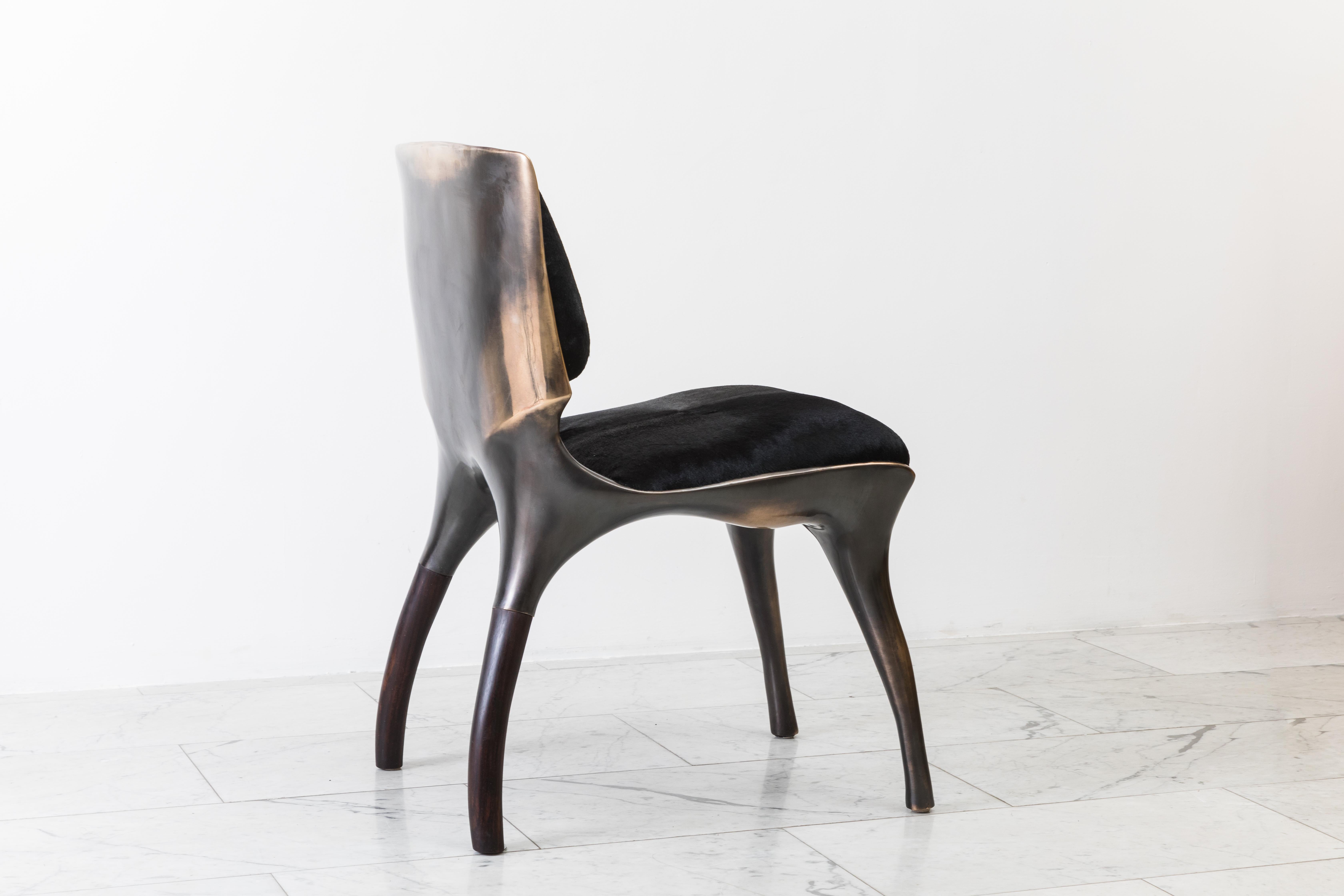Alex Roskin, Tusk Low Chair in Cast Bronze, USA For Sale 1