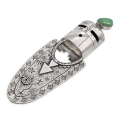 Alex Sanchez Navajo Sterling Silver Turquoise Figural Pendant