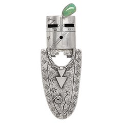 Alex Sanchez Navajo Sterling Silver Turquoise Figural Pendant