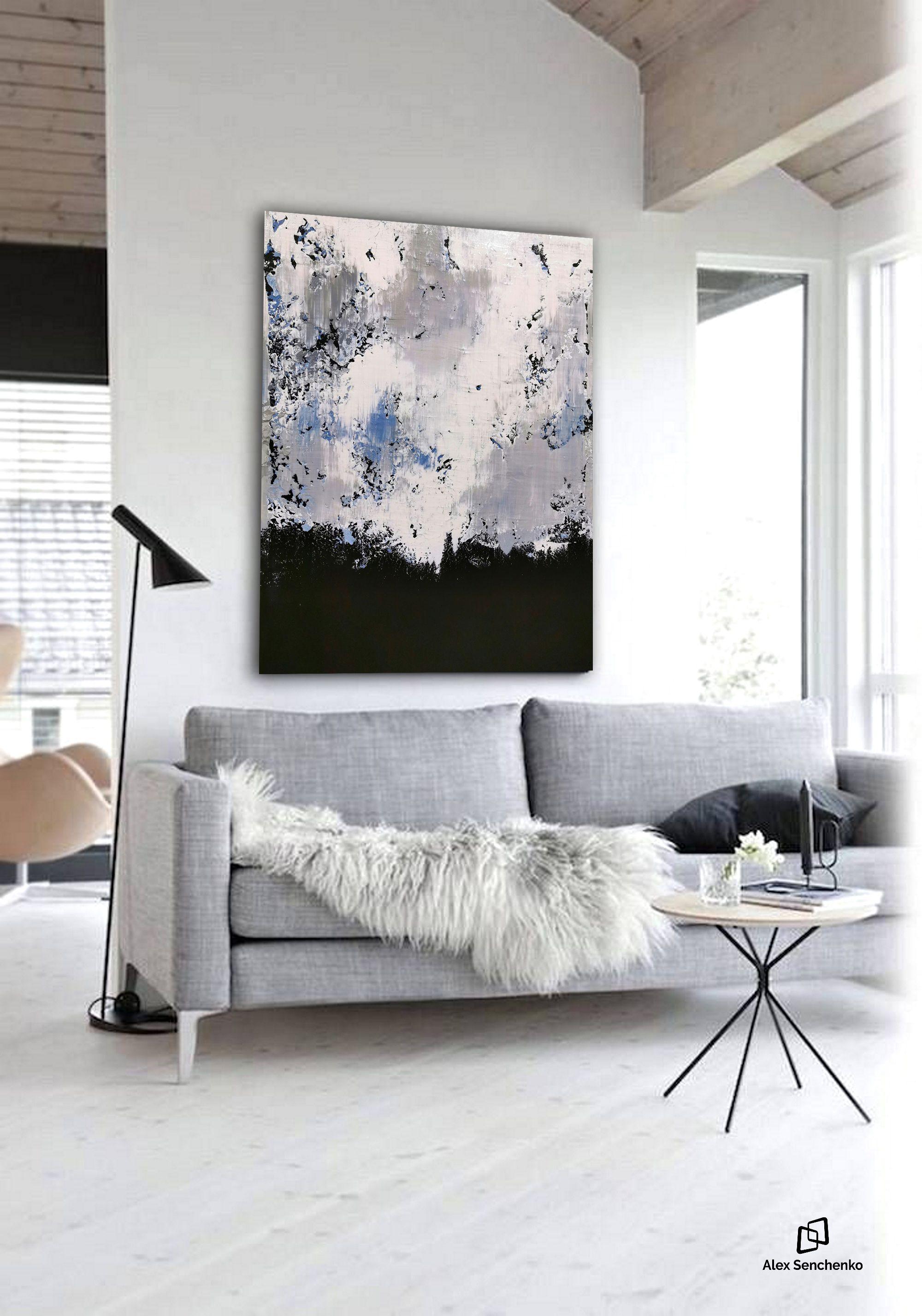 Abstract 1222, Painting, Acrylic on Canvas - Gray Abstract Painting by Alex Senchenko