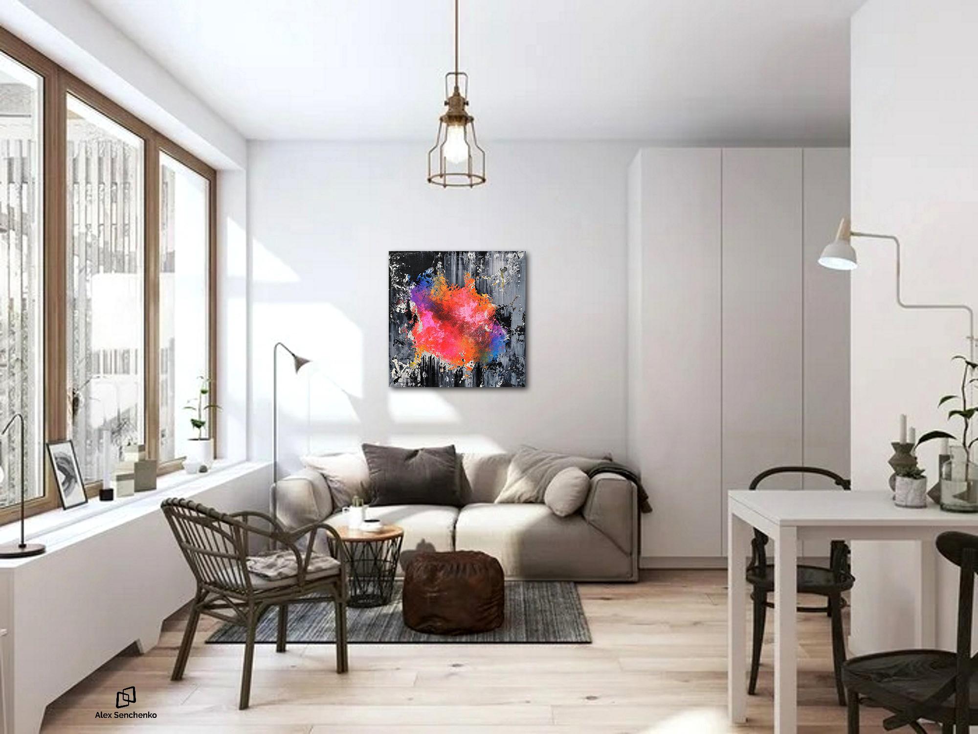 Riempi la tua casa con ciò che ti ispira.
Questa opera d'arte originale di Alex Senchenko è un pezzo astratto e contemporaneo in acrilico su tela. Perfetto per una stanza che ha bisogno di un'esplosione di colore.
Viene fornito con un certificato di