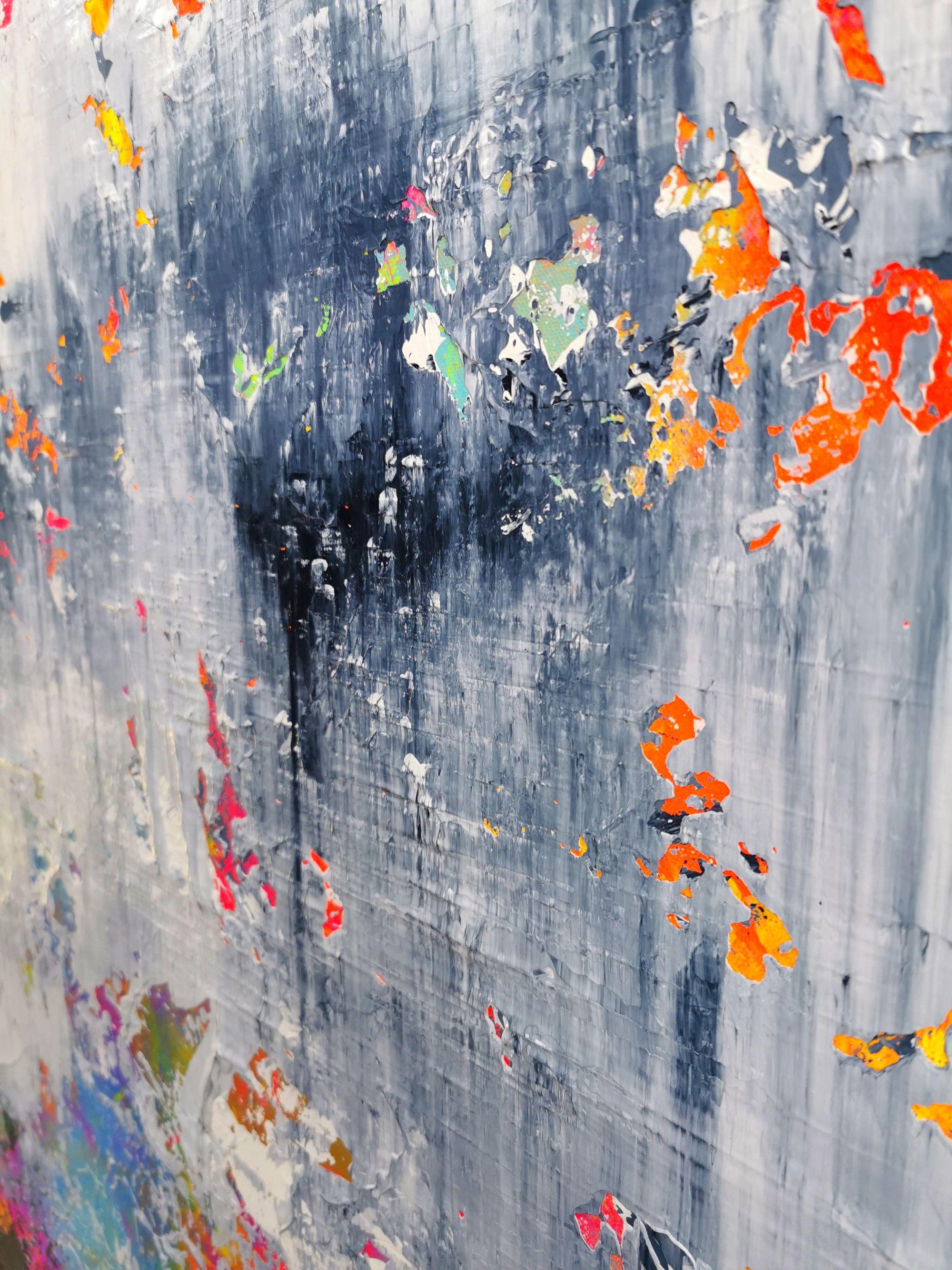 Abstract 2122, Painting, Acrylic on Canvas - Gray Abstract Painting by Alex Senchenko