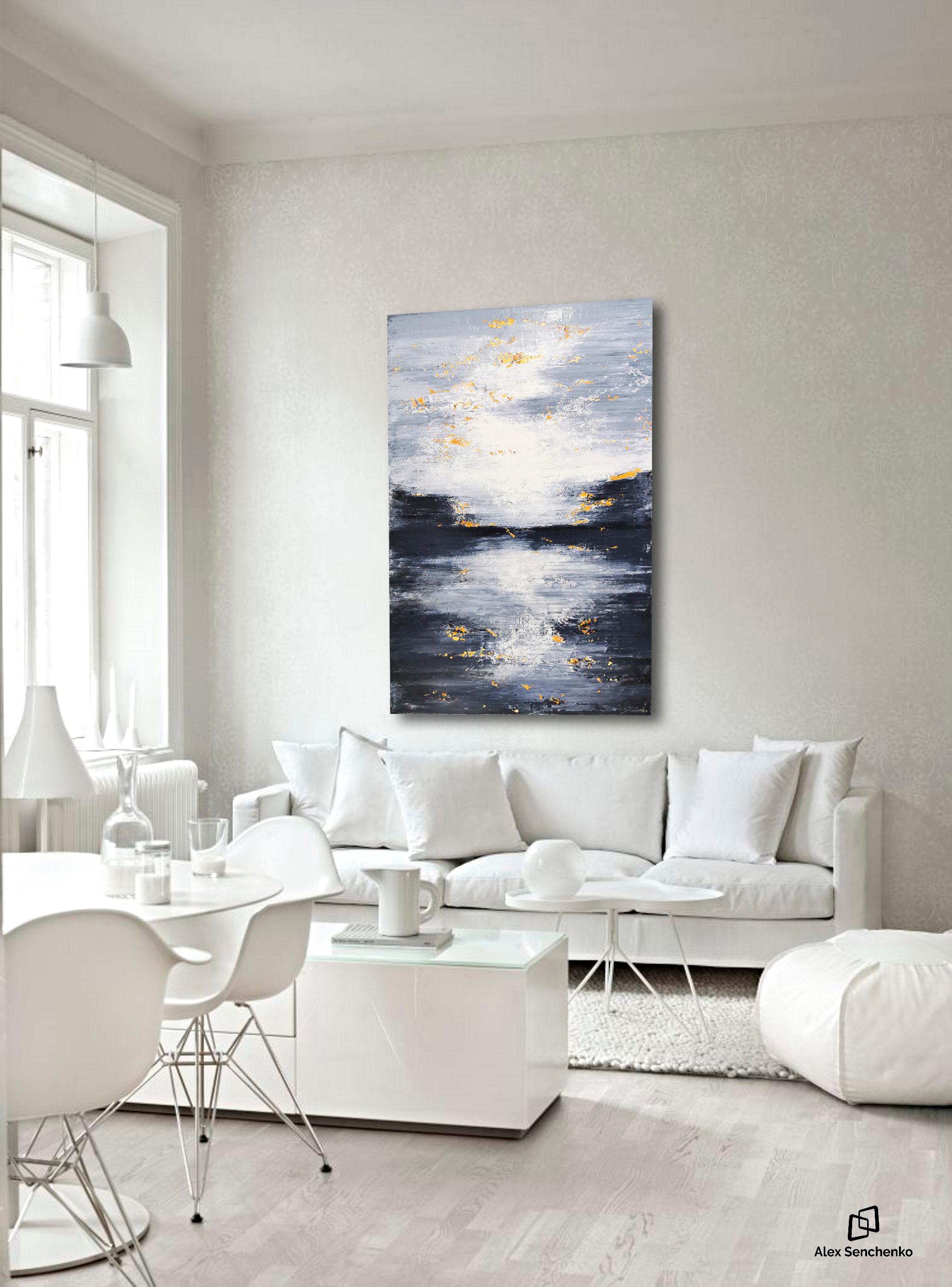 Abstract 2160 - Gray Abstract Painting by Alex Senchenko