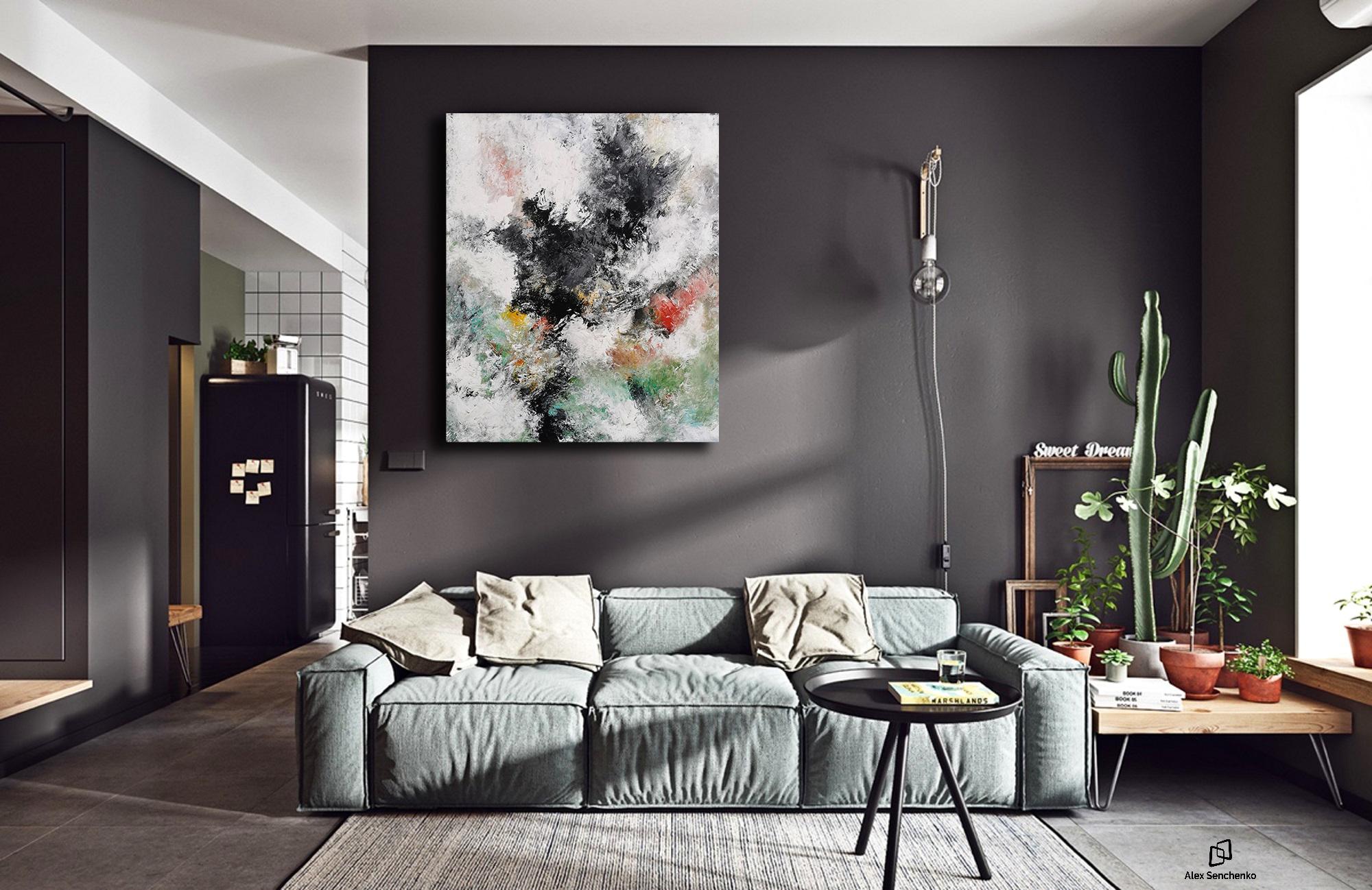 Abstract 2247 - Gray Interior Painting by Alex Senchenko