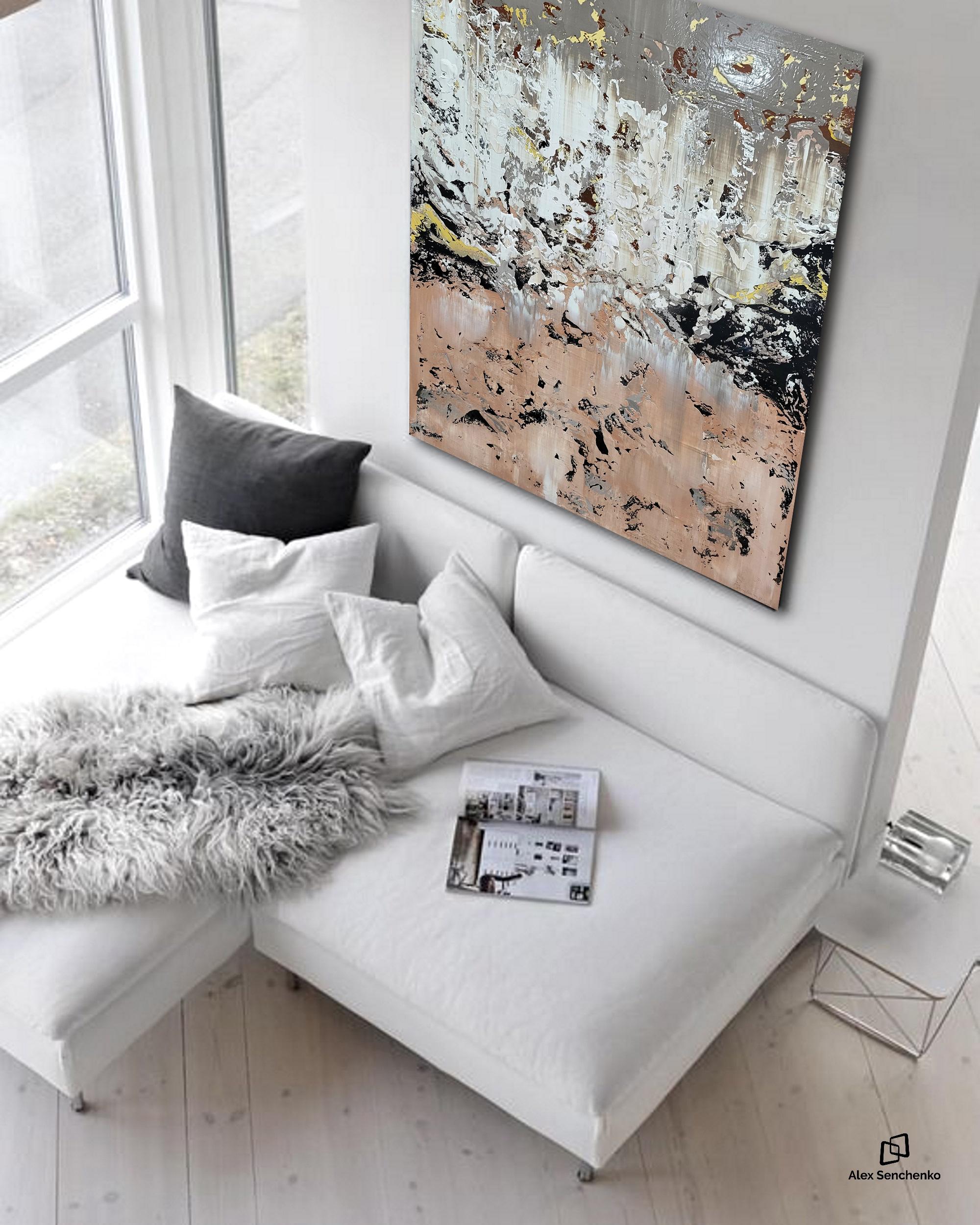 Abstract 2297 - Gray Interior Painting by Alex Senchenko