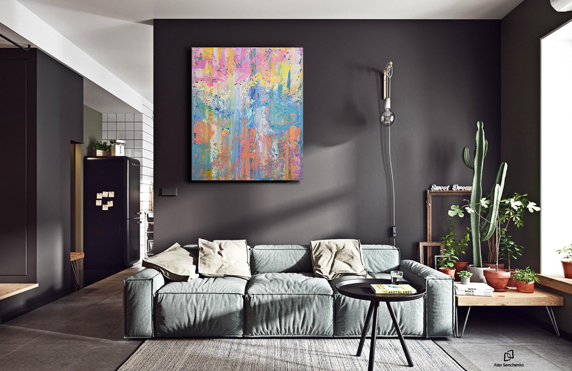 Experience the boundless creativity of 'Abstract 23100,' a modern abstract painting that beckons you to explore a world of depth and dimension. This captivating artwork is crafted with thick, bold strokes of paint, meticulously arranged to create a