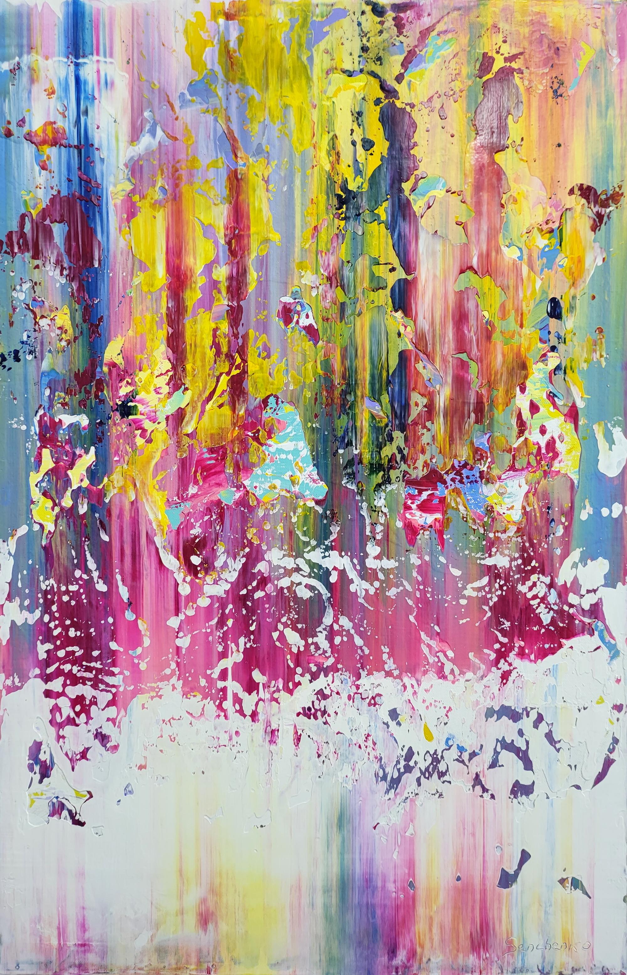 Irena Orlov Gold Leaf Silver Abstract Art on Canvas 36 x 48" at