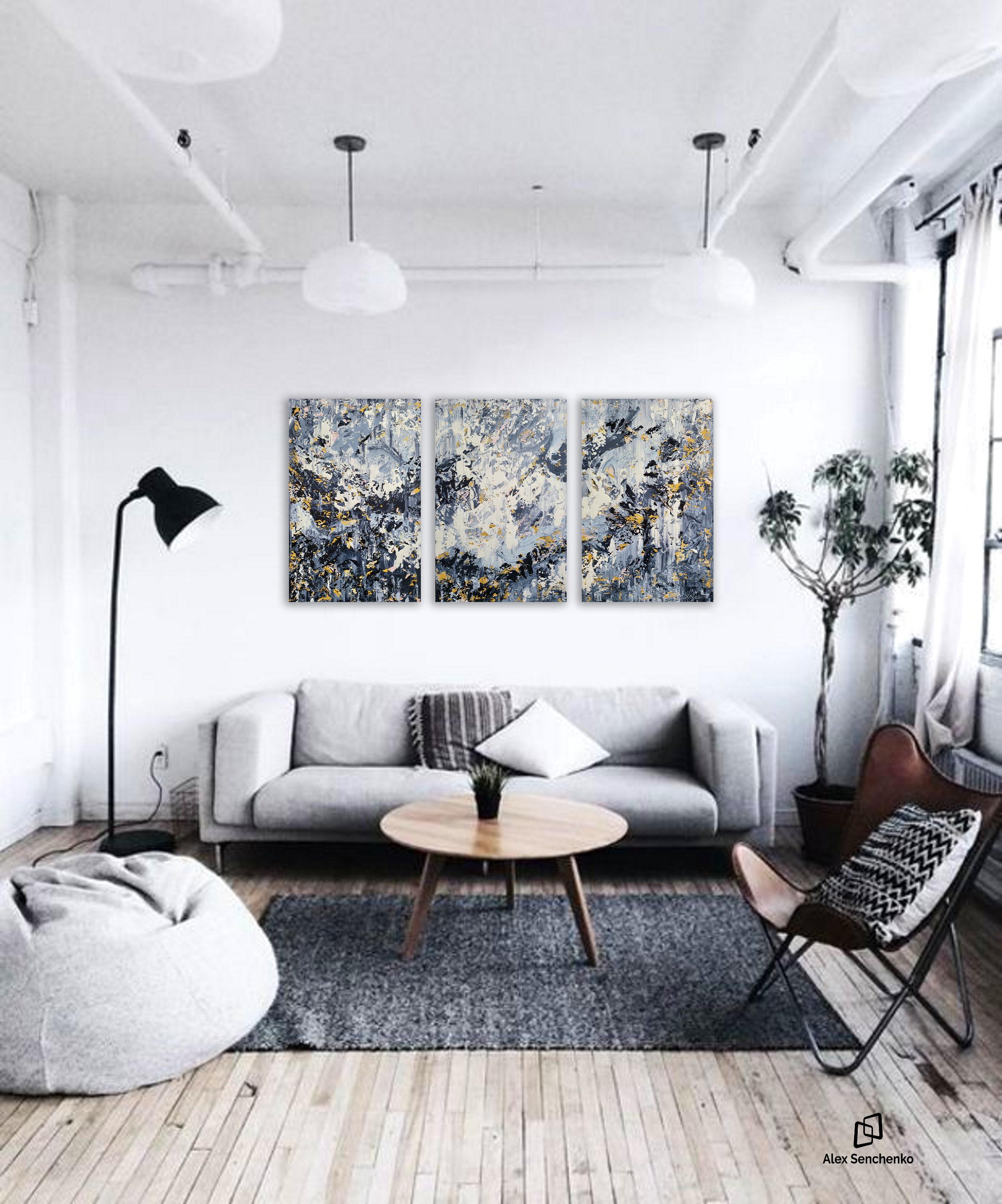Astratto 2401 - Abstract Painting Grigio di Alex Senchenko