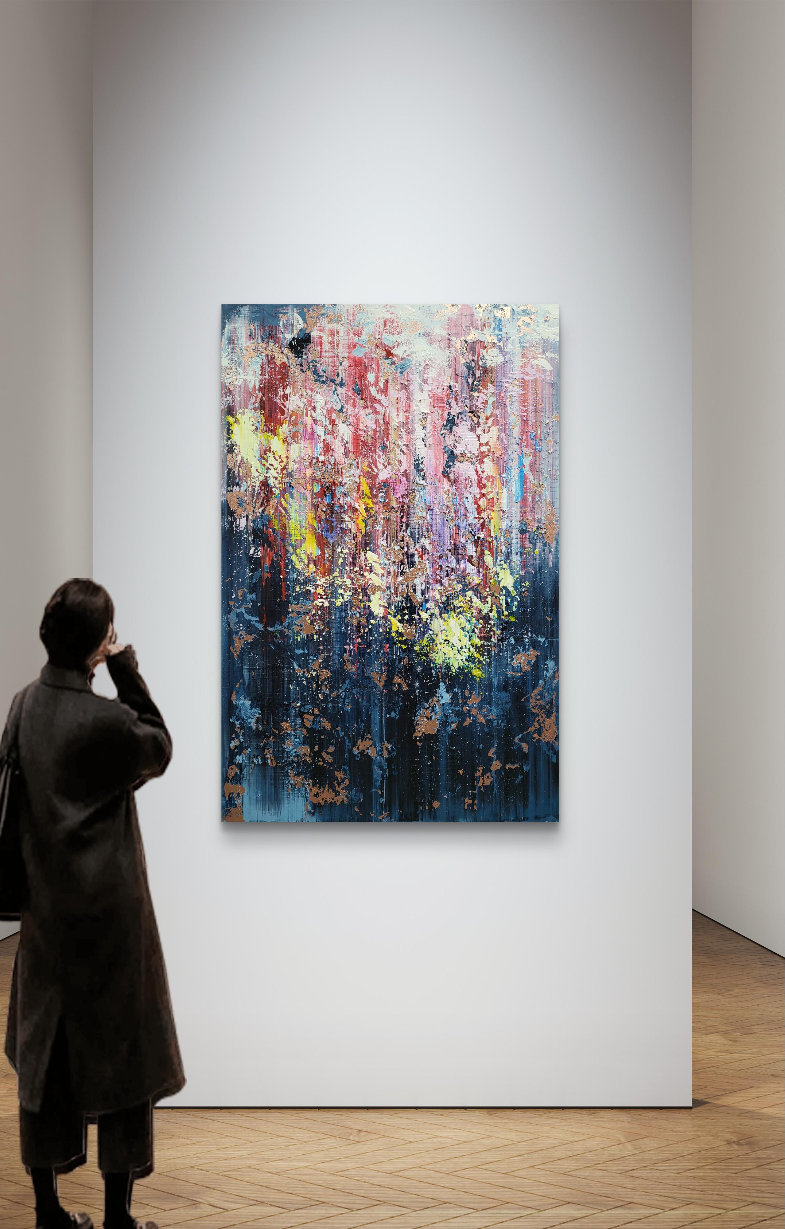 In this vibrant cascade of color, I sought to encapsulate the visceral rush of emotions that dawn on us in moments of profound reflection and turmoil. Each stroke embodies a flicker of thought, merging abstract, impressionistic touches with