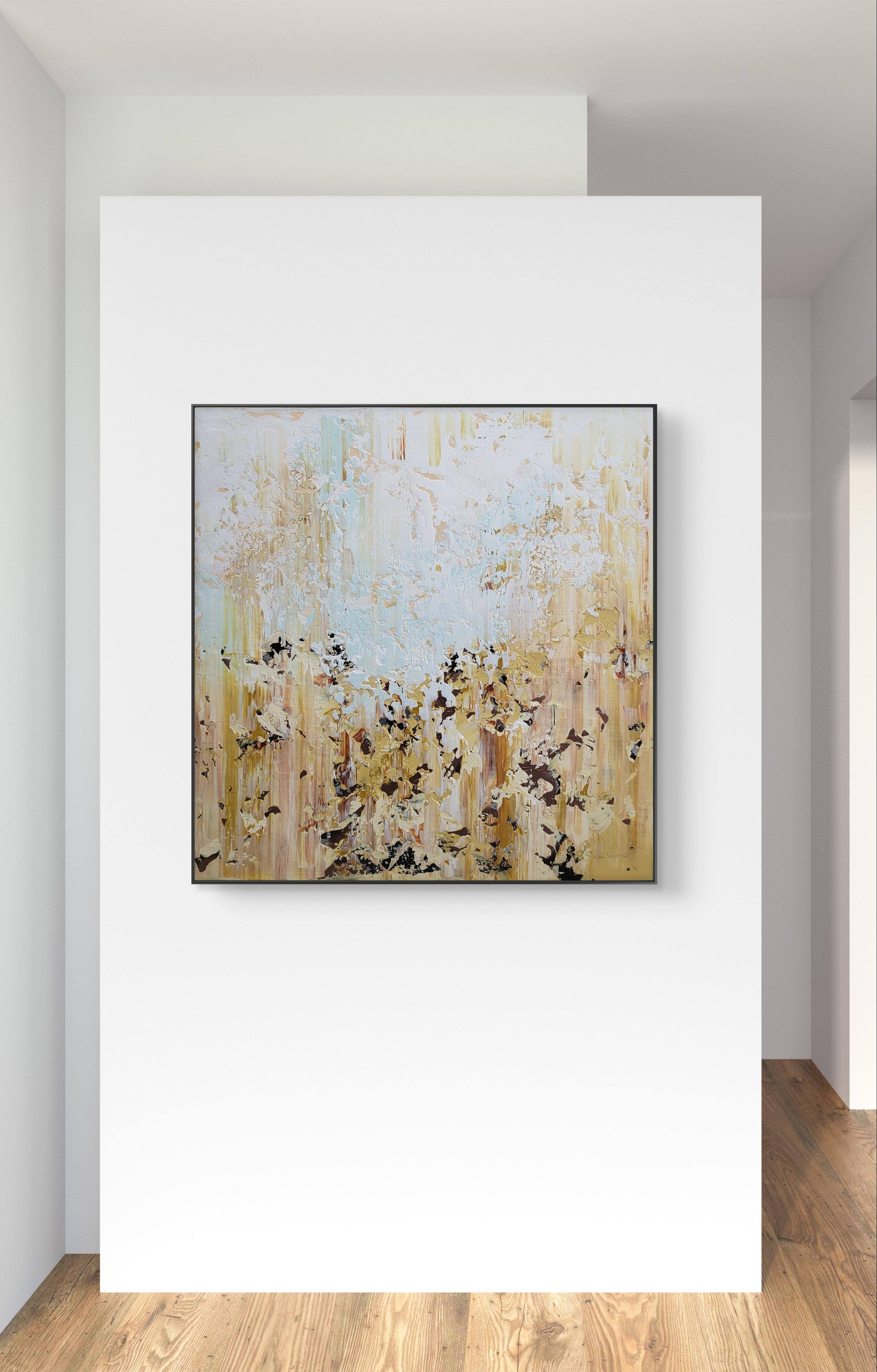 Abstract 2456 - Beige Abstract Painting by Alex Senchenko