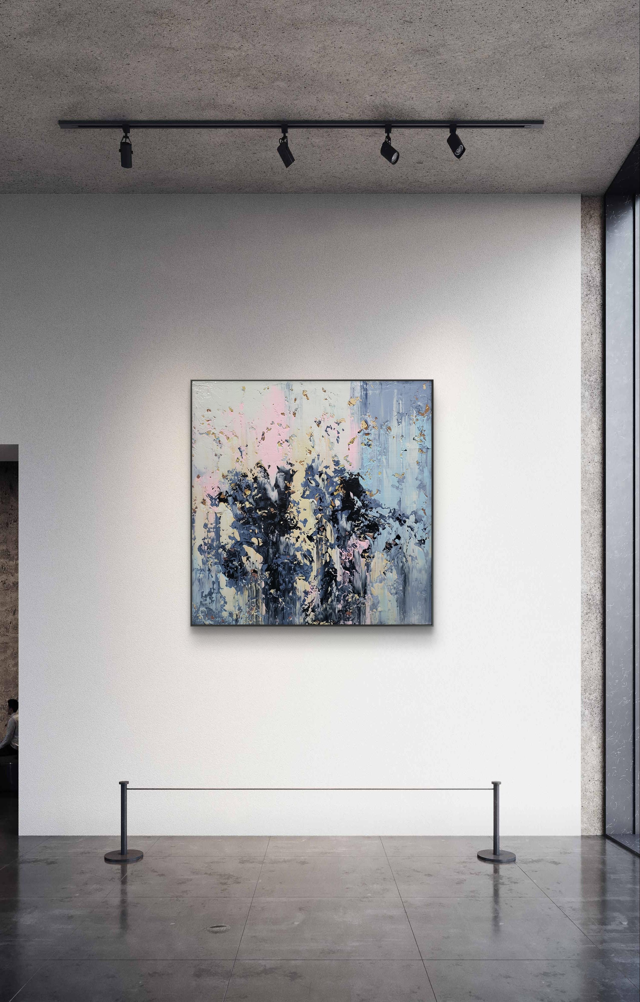 Bei der Schaffung dieses Werks habe ich mich auf das Zusammenspiel von Ruhe und Chaos eingelassen und die flüchtige Schönheit der Unbeständigkeit eingefangen. Die strukturierten Schichten aus Acryl, gebürstet und geschabt, verkörpern eine emotionale