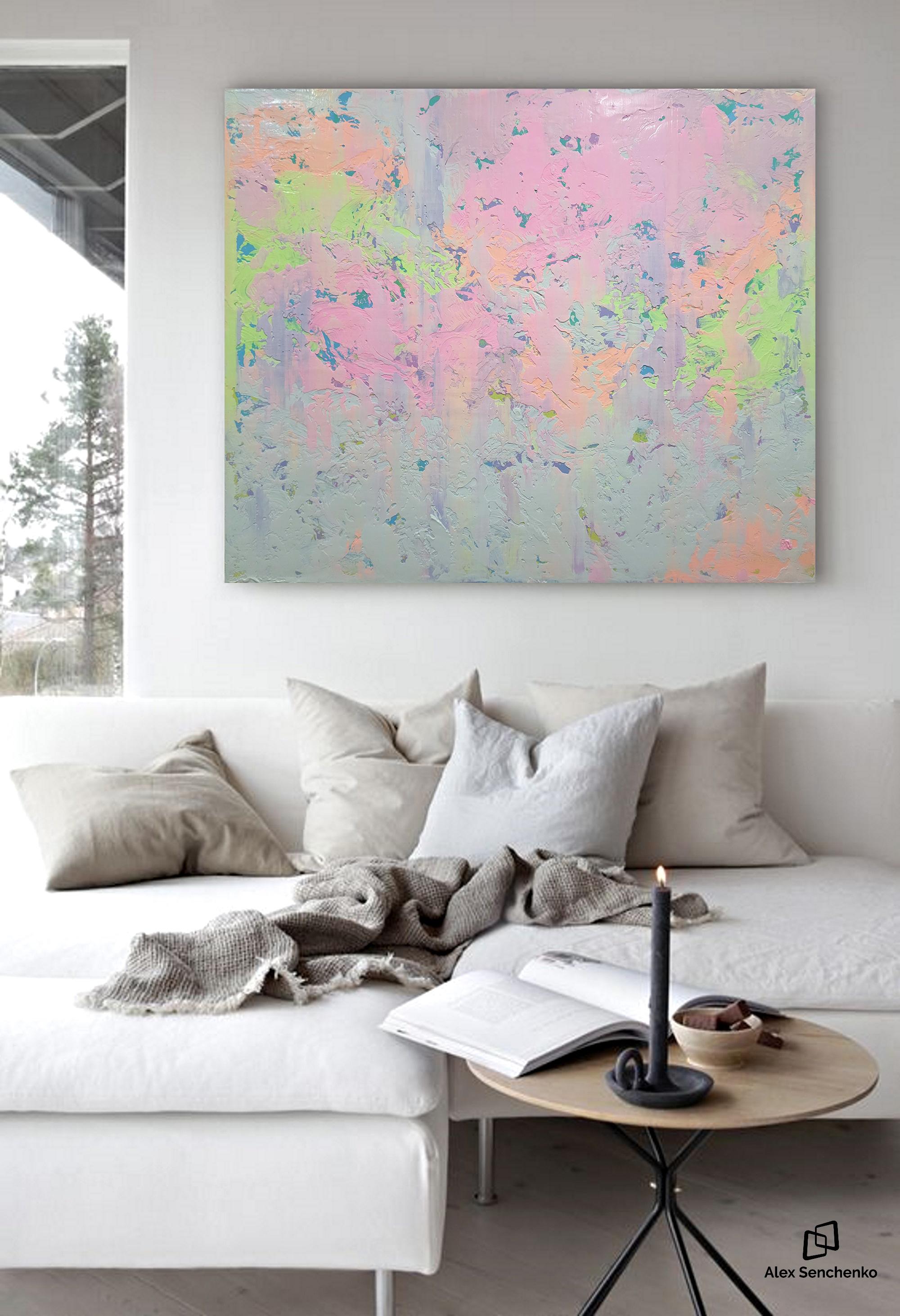 In this painting, I explored the interplay of light and texture with a palette of soft pinks, gentle greens, and subtle blues. The strokes are robust yet tender, conveying a sense of calmness and serenity. It's a reflection of inner peace and the