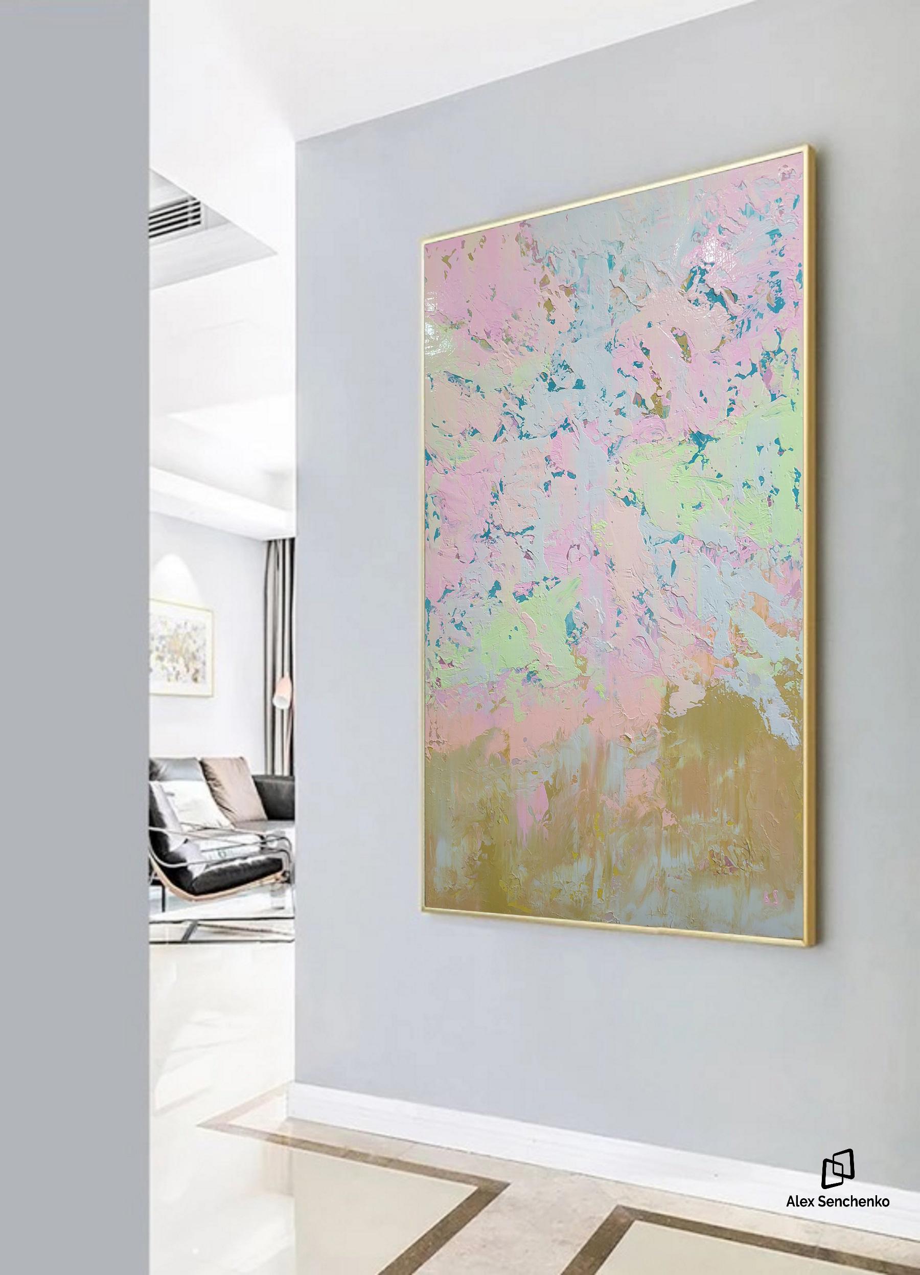 In my artwork, I channel joyful serenity through a dance of pastel gestures on canvas. Using acrylics, I melded pinks, blues, and creams, evoking a gentle dawn. This painting, textured and emotive, represents the quiet calm of morning light casting